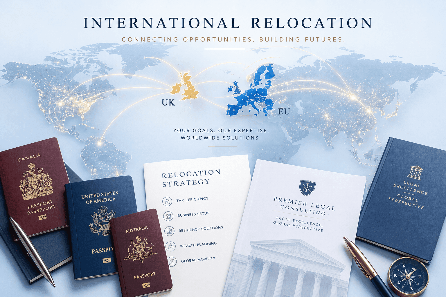Consulenza per trasferimento di residenza fiscale all'estero, pianificazione fiscale internazionale, costituzione di società nel Regno Unito e mobilità globale per imprenditori, professionisti e pensionati.